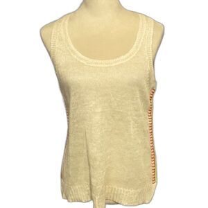 White + Warren Top Shirt Women’s Size Small Color Cream Sleeveless Knit Linen